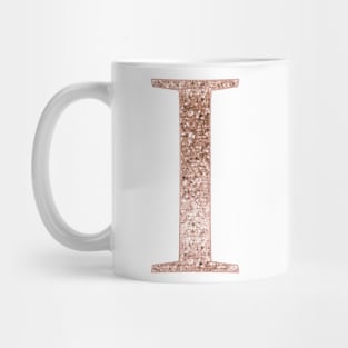 I rose gold glitter monogram letter Mug